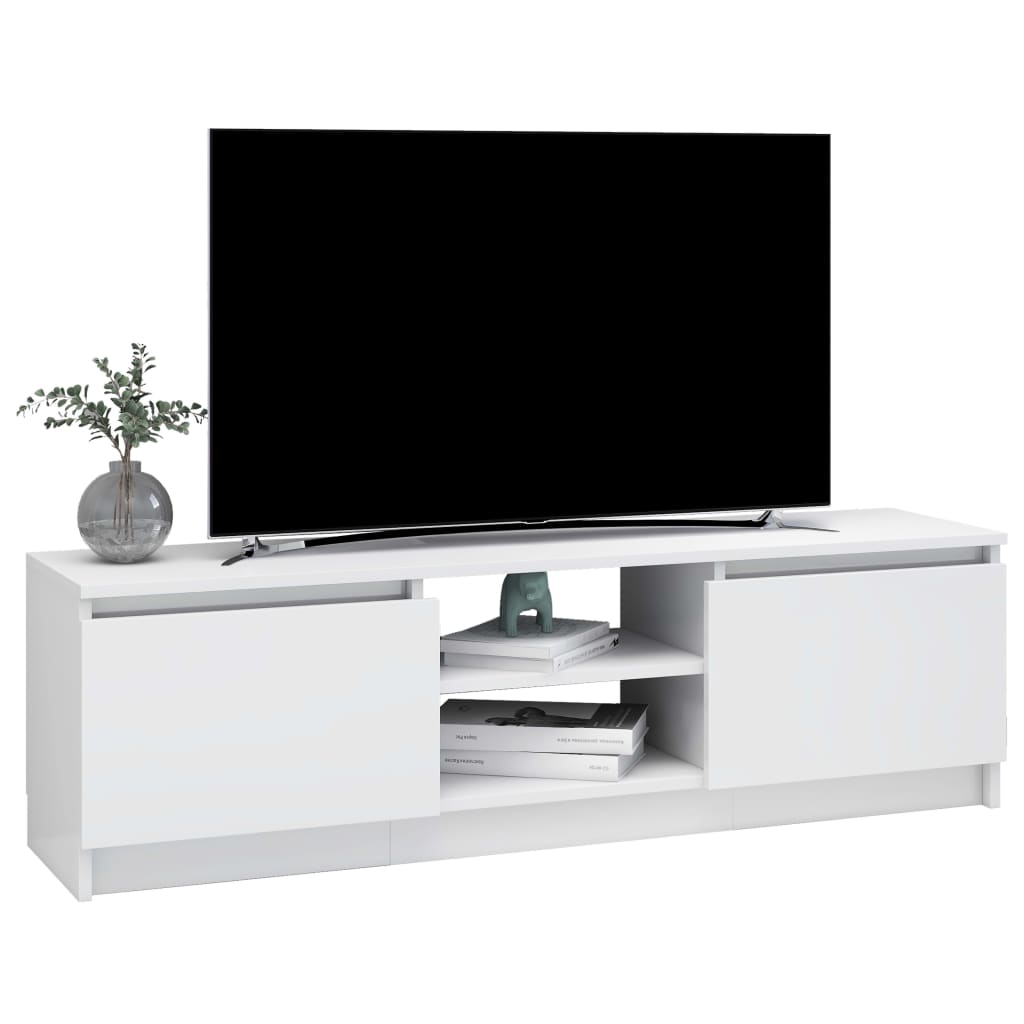 vidaXL Meuble TV Blanc brillant 120x30x35,5 cm Bois d’ingénierie