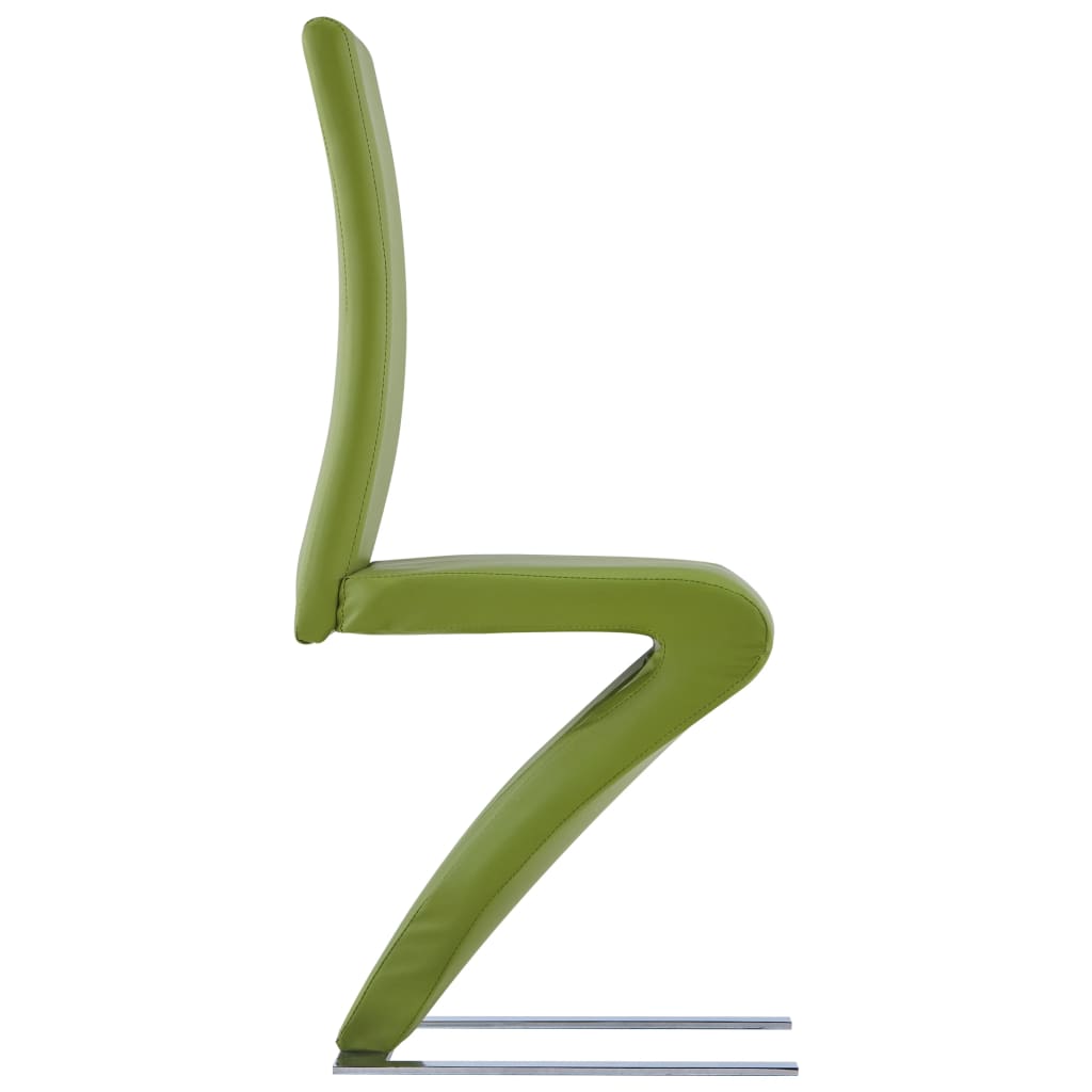 vidaXL Chaises à manger avec forme de zigzag lot de 4 vert similicuir