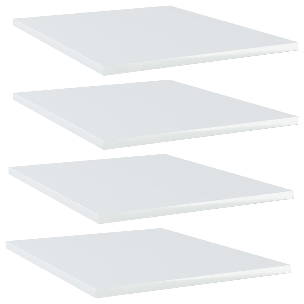 vidaXL Panneaux bibliothèque 4pcs Blanc brillant 40x50x1,5cm Aggloméré
