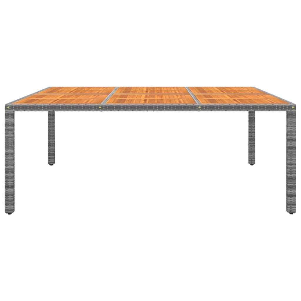 vidaXL Table de jardin 200x150x75 cm Acacia et résine tressée Gris