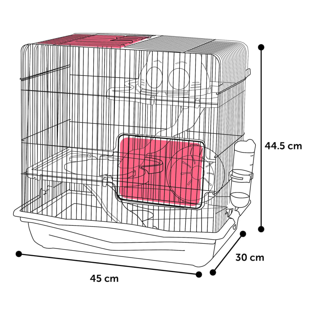 FLAMINGO Cage pour hamsters Binky 45x30x44,5 cm Gris