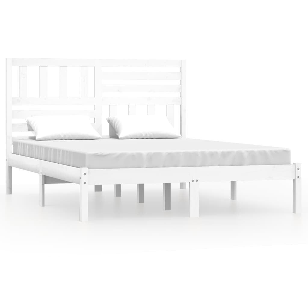 vidaXL Cadre de lit blanc 150x200 cm très grand bois de pin massif