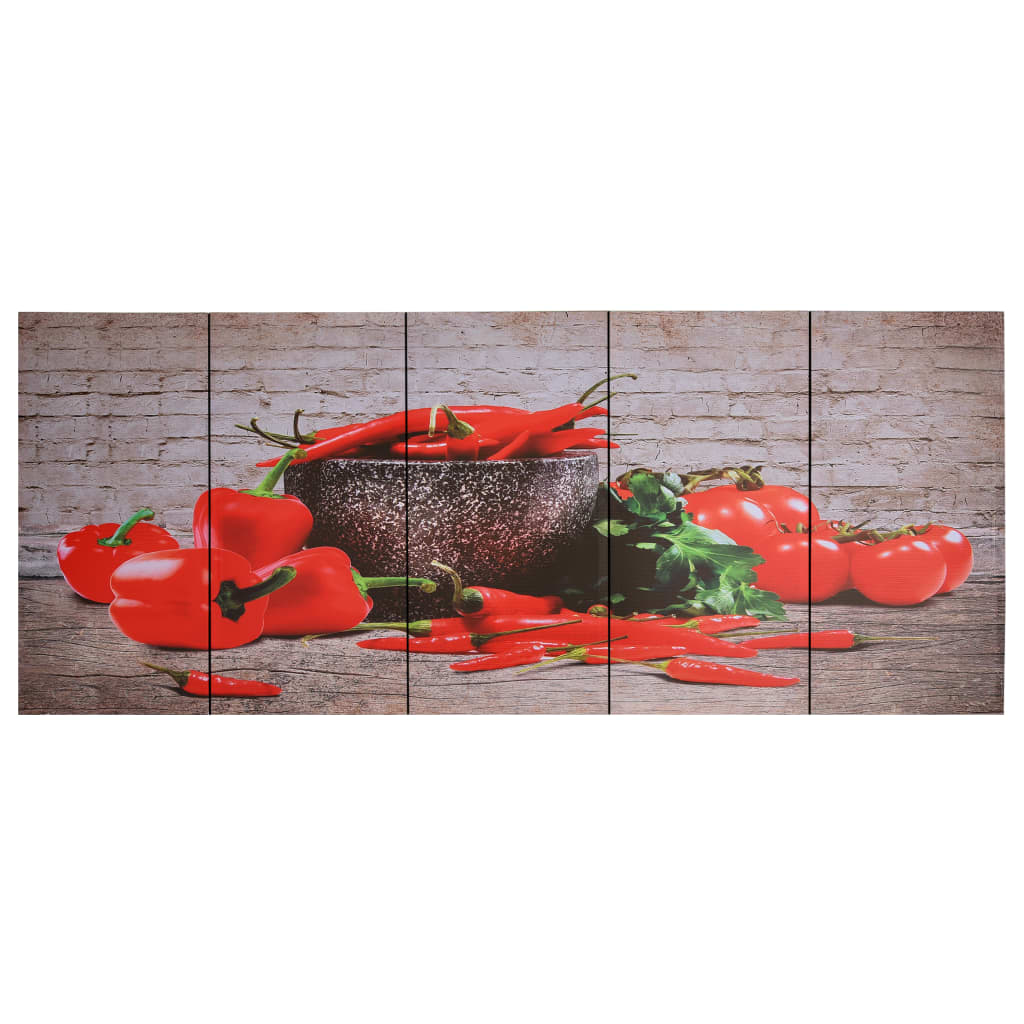 vidaXL Jeu de tableau sur toile Paprikas Multicolore 150x60 cm