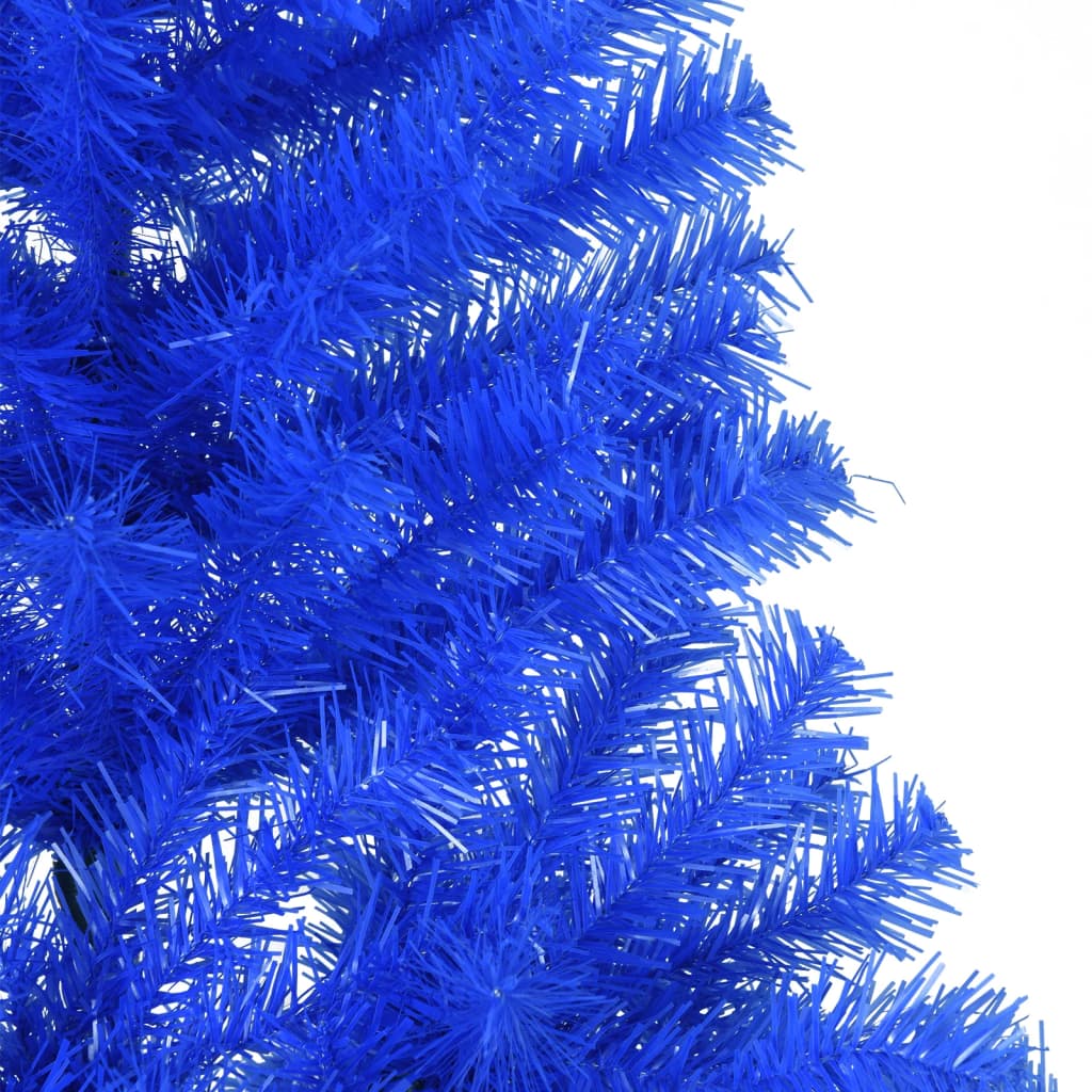 vidaXL Demi sapin de Noël artificiel avec support Bleu 180 cm PVC