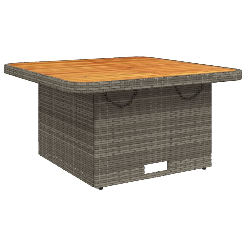 vidaXL Table de jardin gris 80x80x71 cm résine tressée et bois acacia