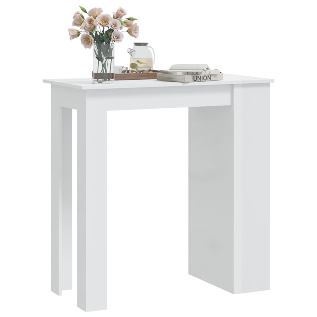 vidaXL Table de bar étagère de rangement Blanc brillant 102x50x103,5cm