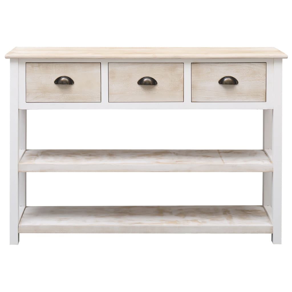 VidaXL Credenza In Legno Massello Di Paulownia Grigio Antico - 108x30x76 Cm Con 3 Cassetti E 2 Ripiani