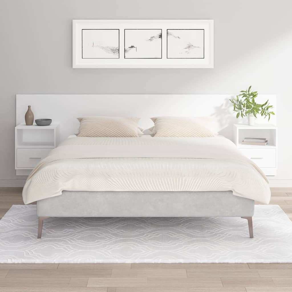 vidaXL Tête de lit avec armoires Blanc Bois d'ingénierie