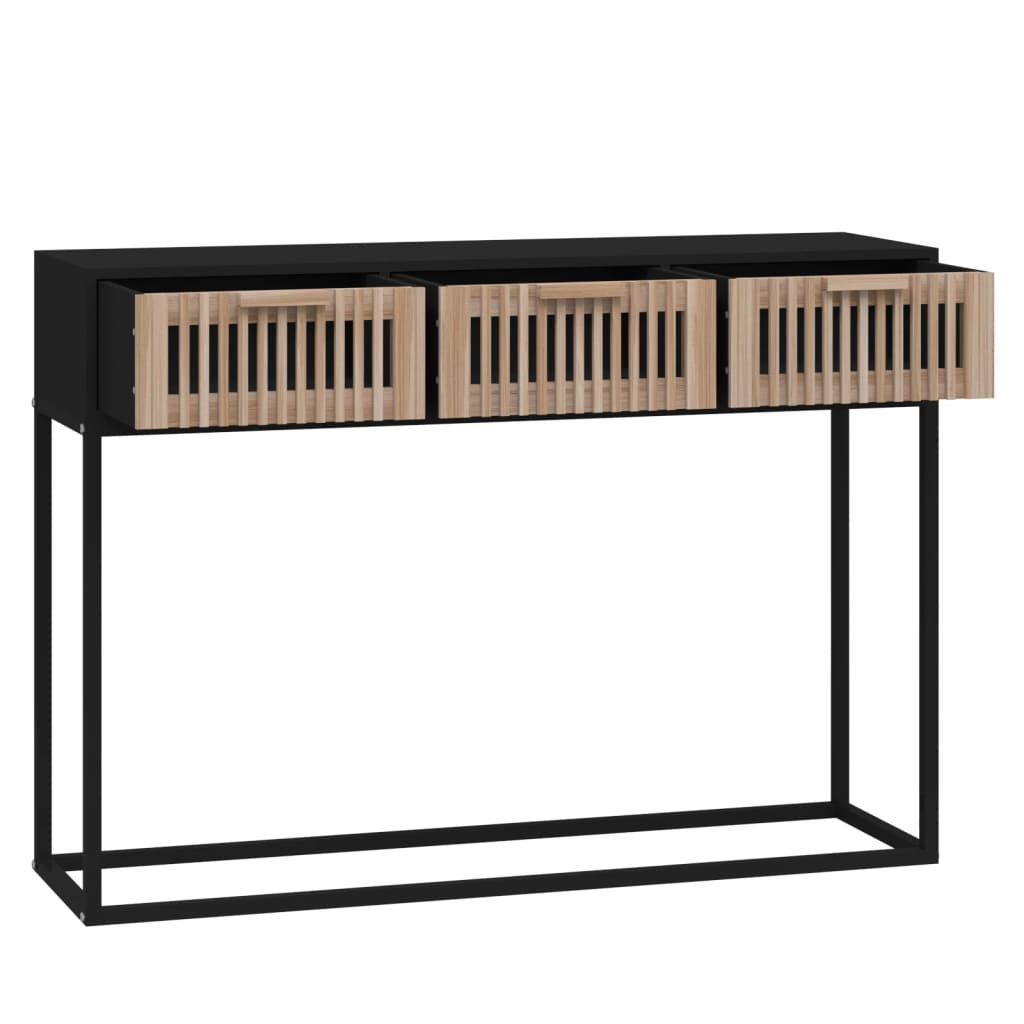 vidaXL Table console noir 105x30x75 cm bois d'ingénierie et fer