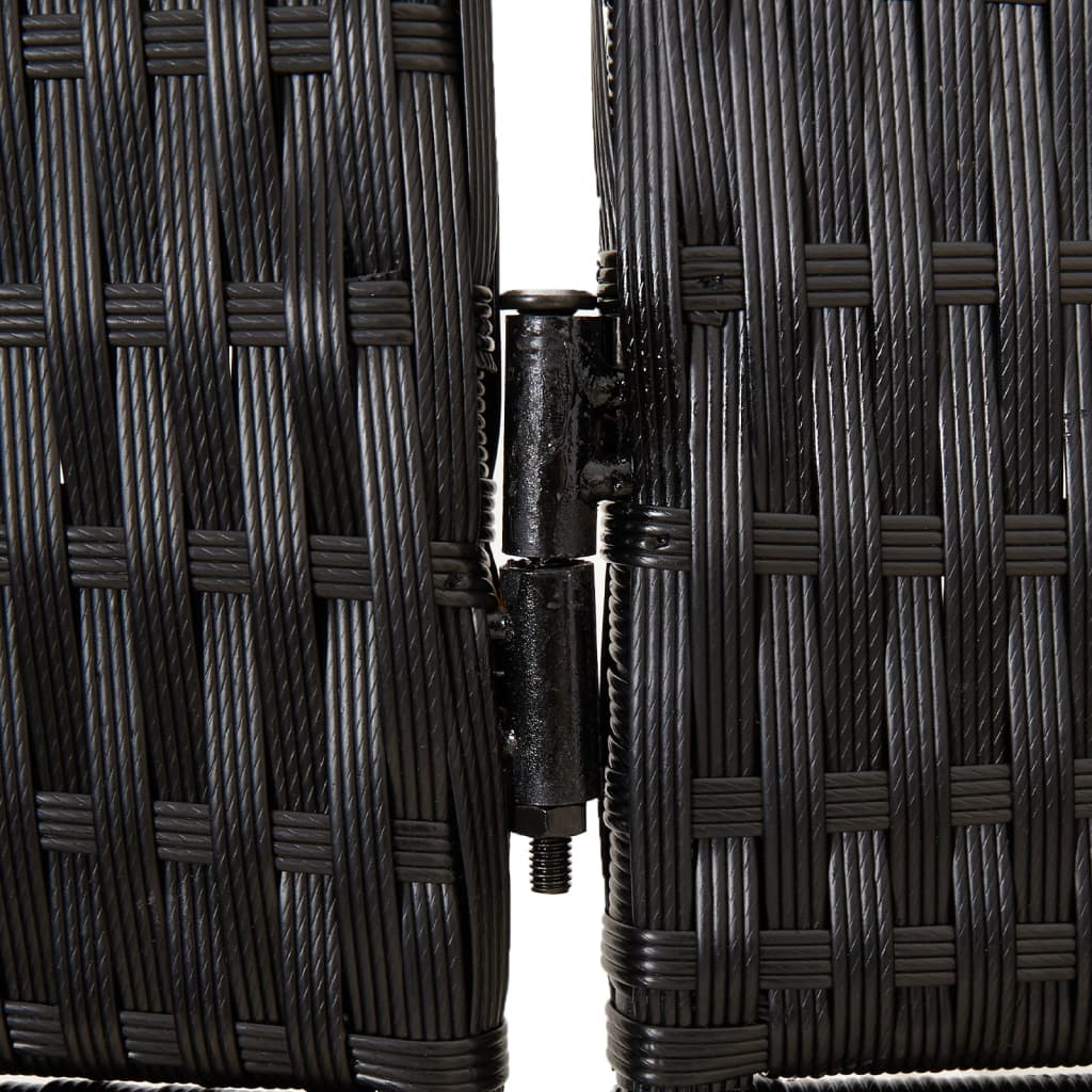 vidaXL Cloison de séparation 6 panneaux noir résine tressée