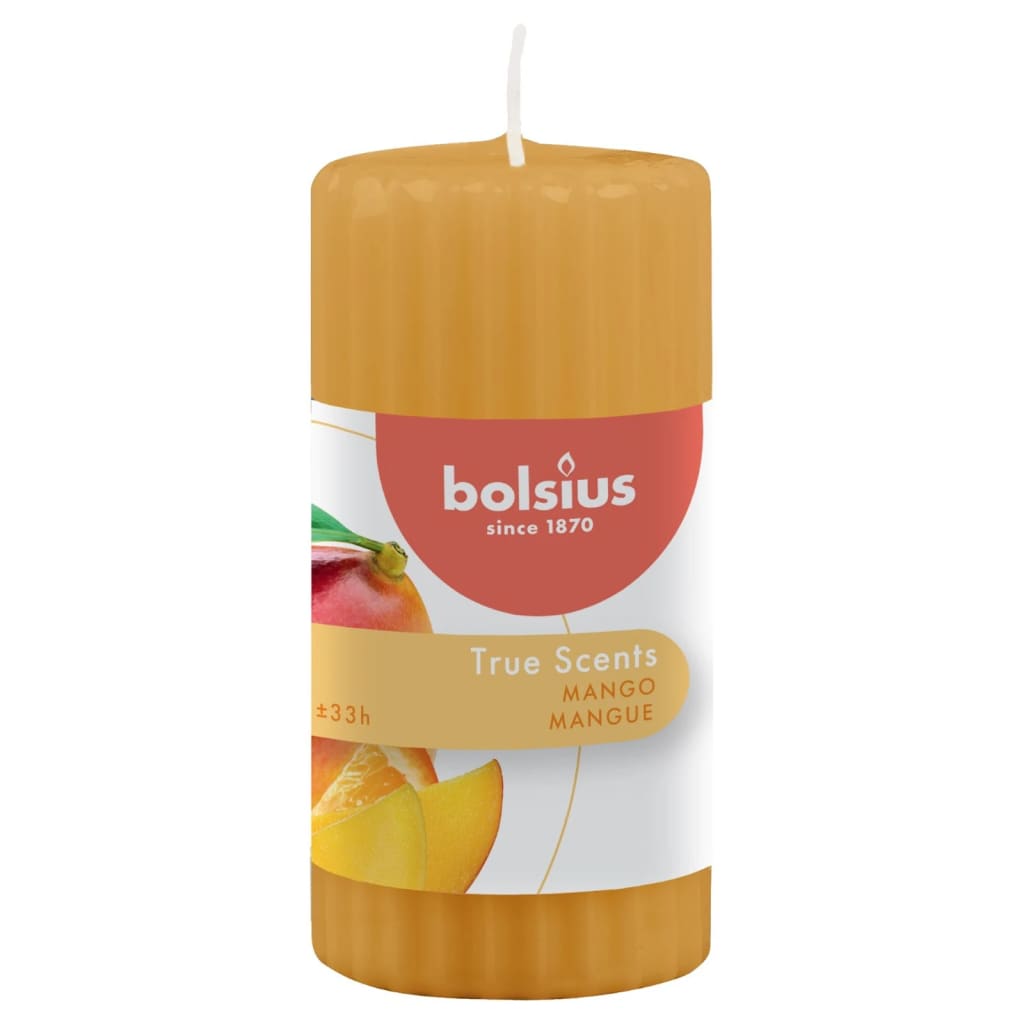 Bolsius Bougies parfumées pilier côtelées 6 pcs 120x58 mm Mangue