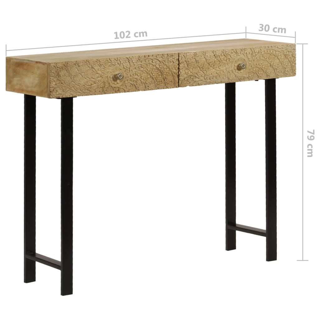 vidaXL Table console Bois de manguier massif 102 x 30 x 79 cm
