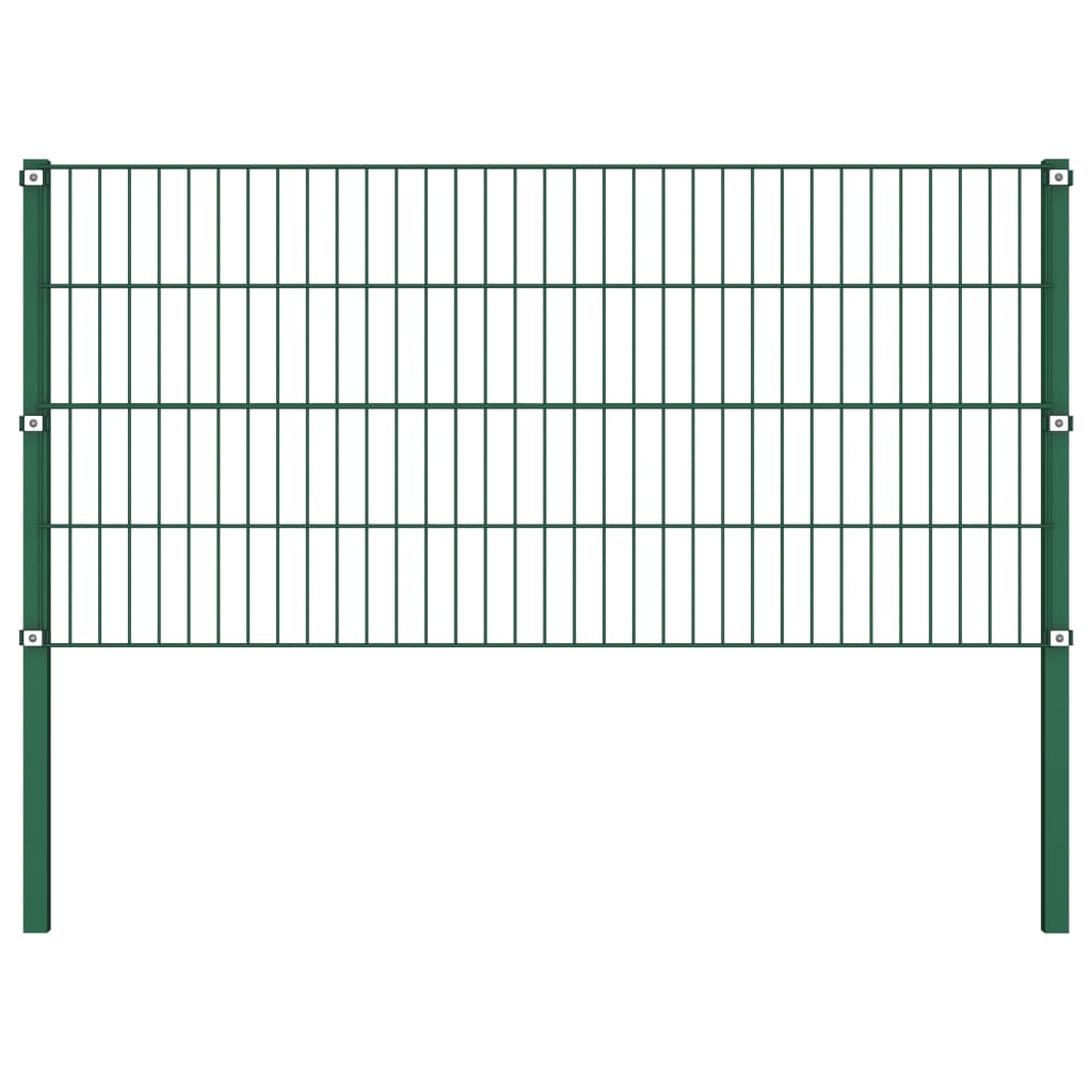vidaXL Panneau de clôture avec poteaux Fer 13,6 x 0,8 m Vert