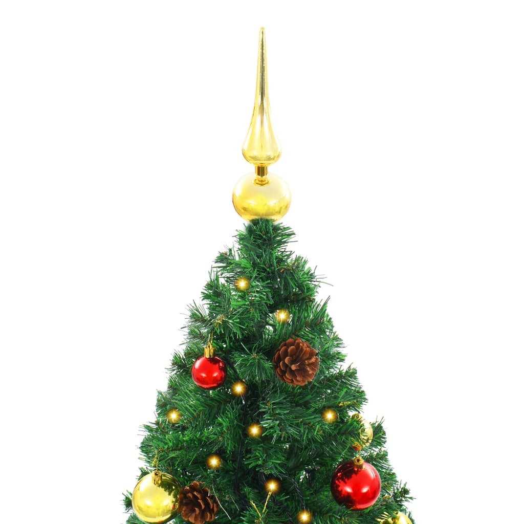 vidaXL Arbre de Noël artificiel pré-éclairé avec boules vert 210 cm