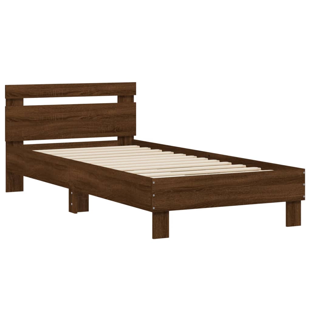 vidaXL Cadre de lit avec tête de lit chêne marron 90x200 cm