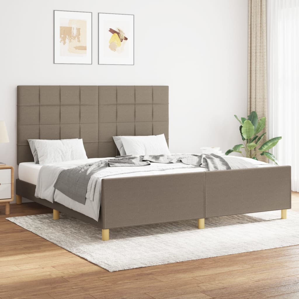 vidaXL Cadre de lit avec tête de lit Taupe 160x200 cm Tissu