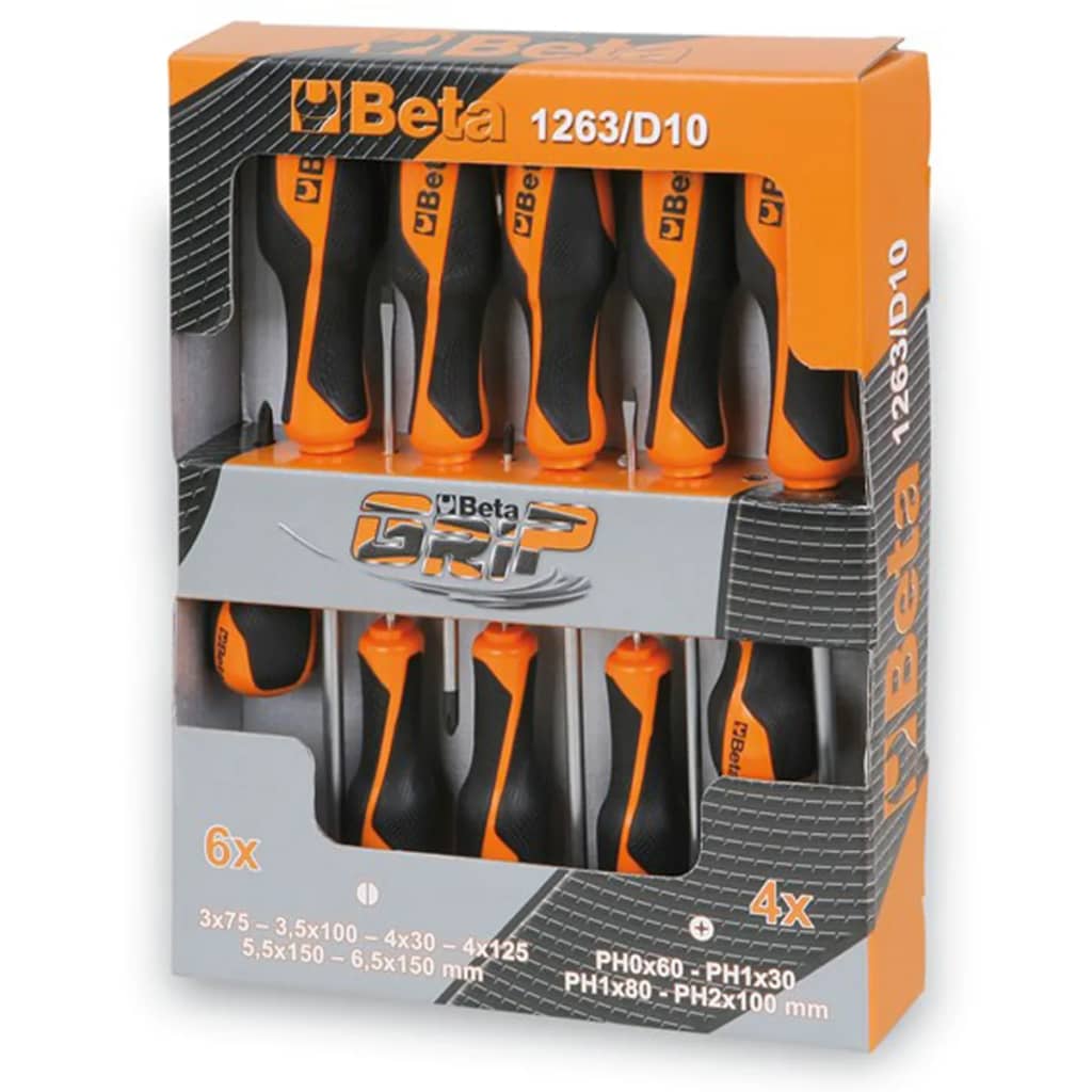 Beta Tools tournevis 1263/D10 en acier 10 pcs 012630010