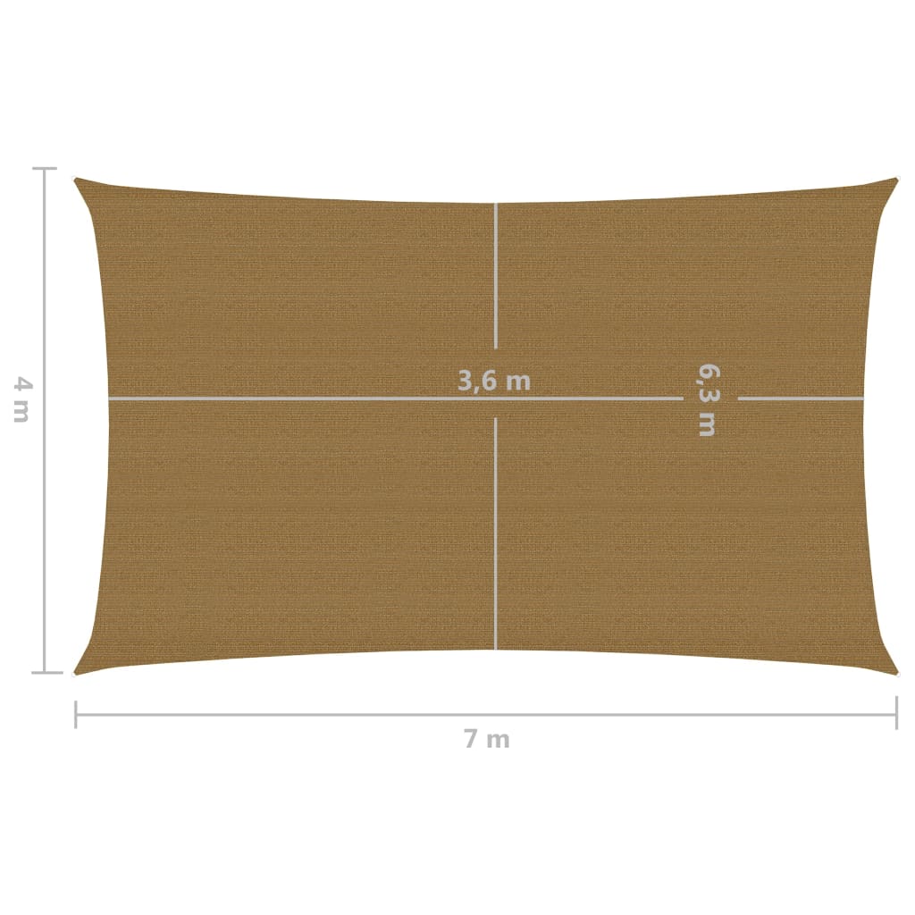 vidaXL Voile d'ombrage 160 g/m² Taupe 4x7 m PEHD