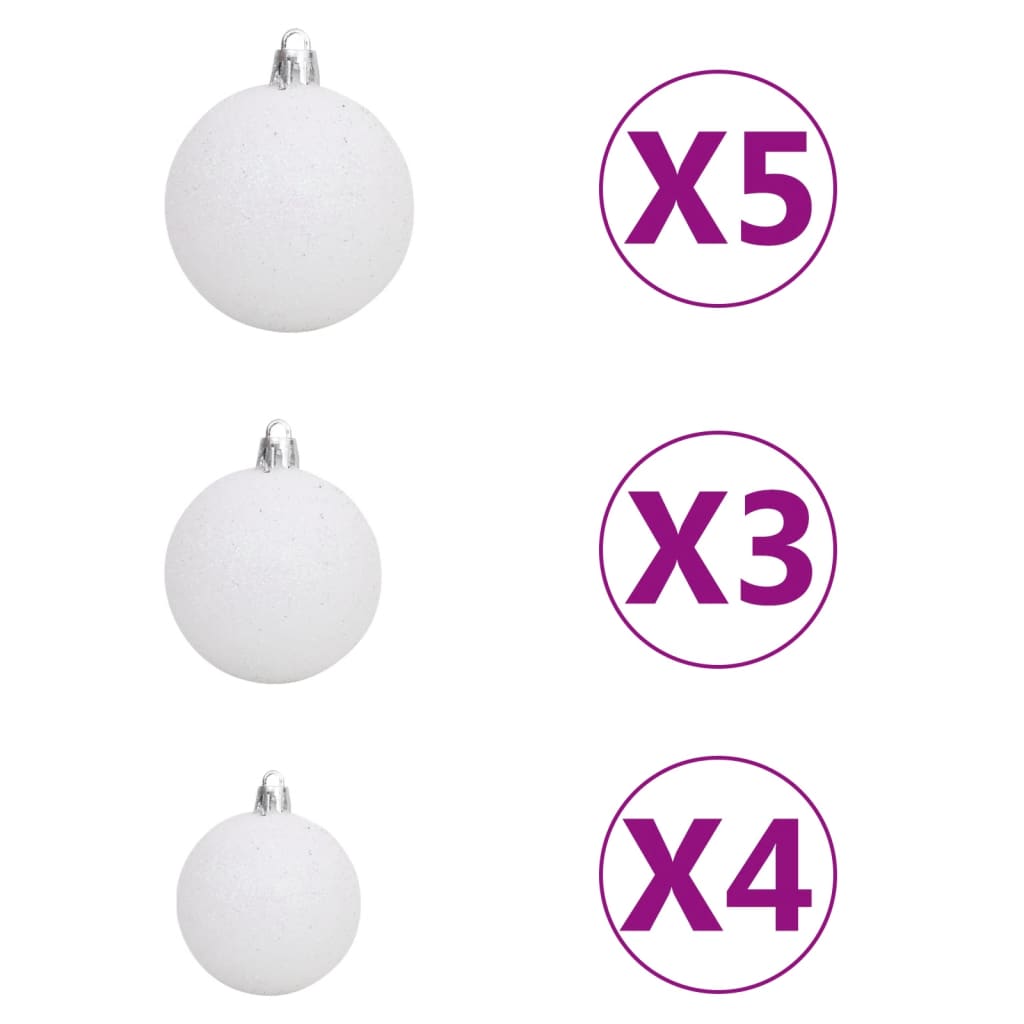 vidaXL Set de boules de Noël avec pic et 150 LED 61 pcs Blanc et gris