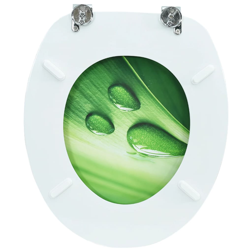 vidaXL Siège de toilette avec couvercle MDF Vert Gouttes d'eau