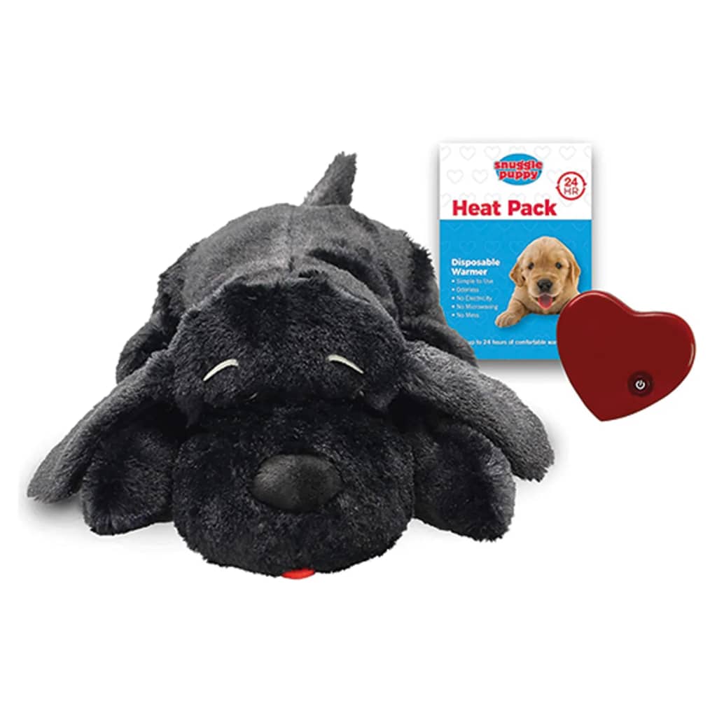 Snuggle Puppy Jouet en peluche pour chien Heartbeat Noir