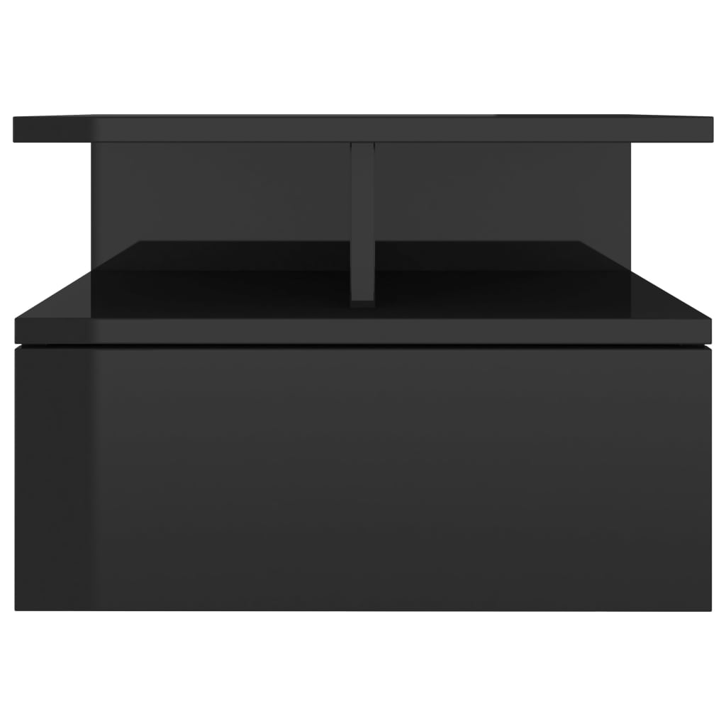 vidaXL Table de chevet flottante Noir brillant 40x31x27 cm Aggloméré