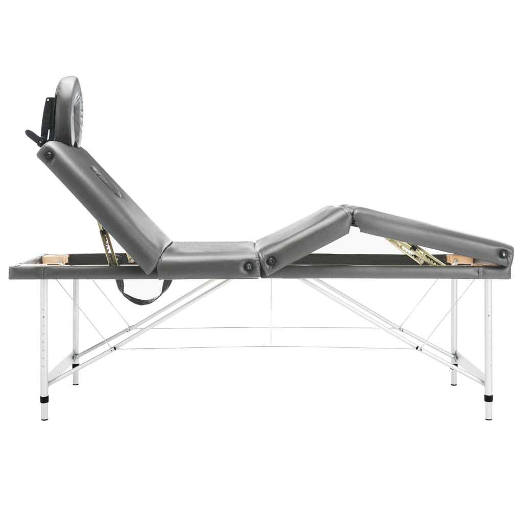 vidaXL Table de massage 4 zones Cadre en aluminium Anthracite 186x68cm