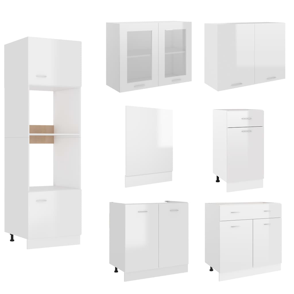 VidaXL Armoire De Cuisine Lucca - Blanc Brillant - Meuble Bas De Cuisine - Rue Du Commerce