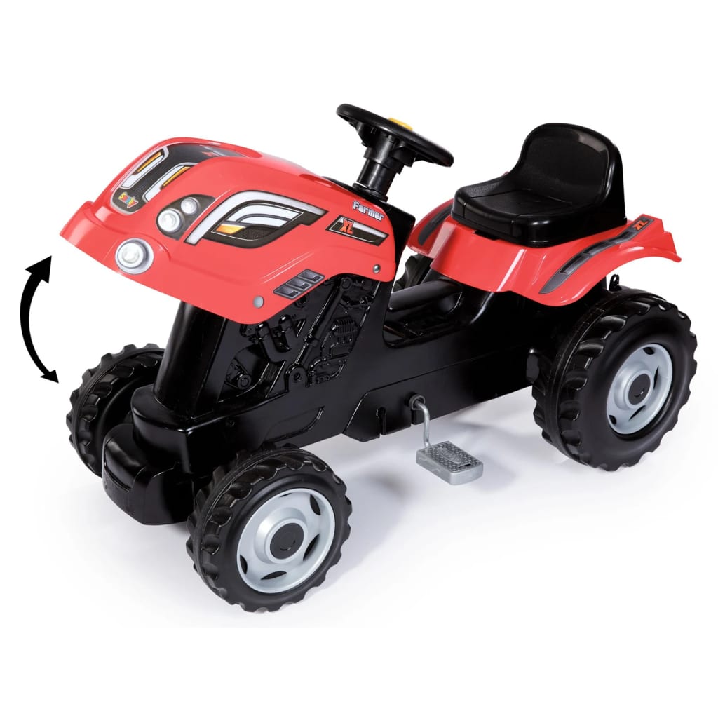Smoby Tracteur à enfourcher enfant avec remorque Farmer XL Rouge