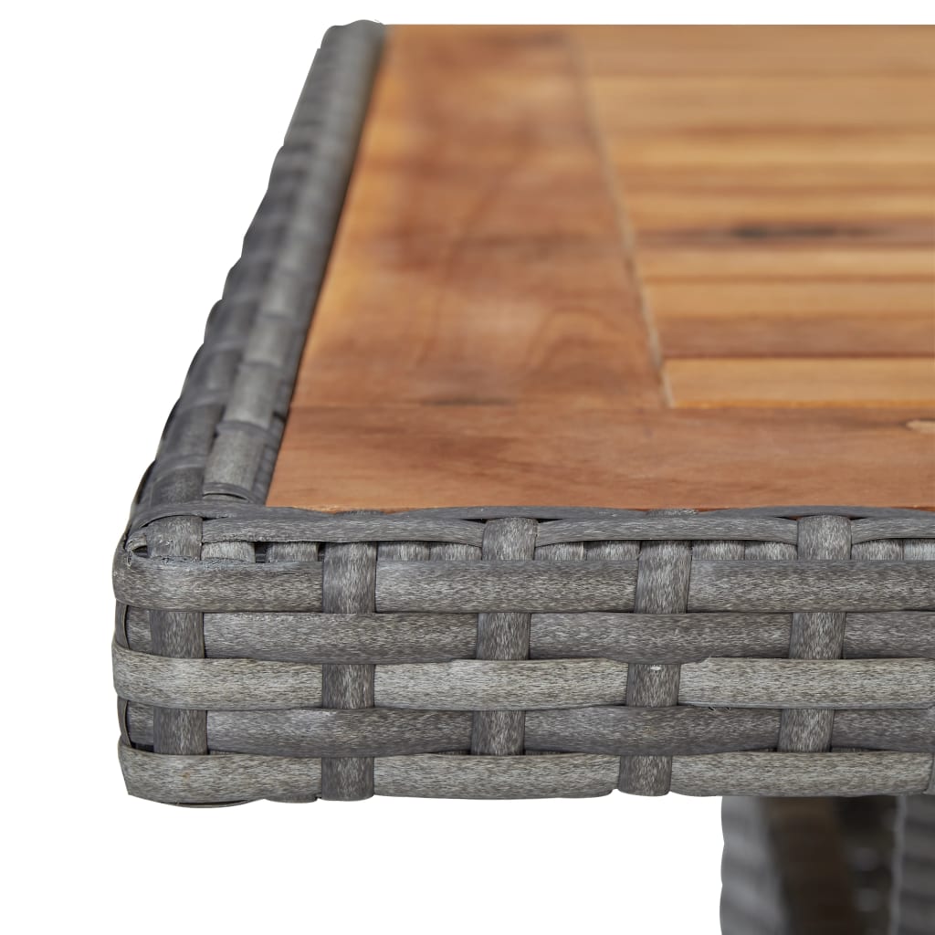 vidaXL Table d'extérieur Gris Résine tressée et bois d'acacia solide