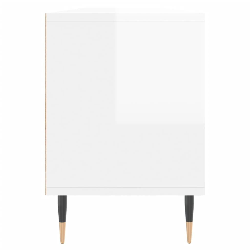 vidaXL Meuble TV blanc brillant 150x30x44,5 cm bois d'ingénierie