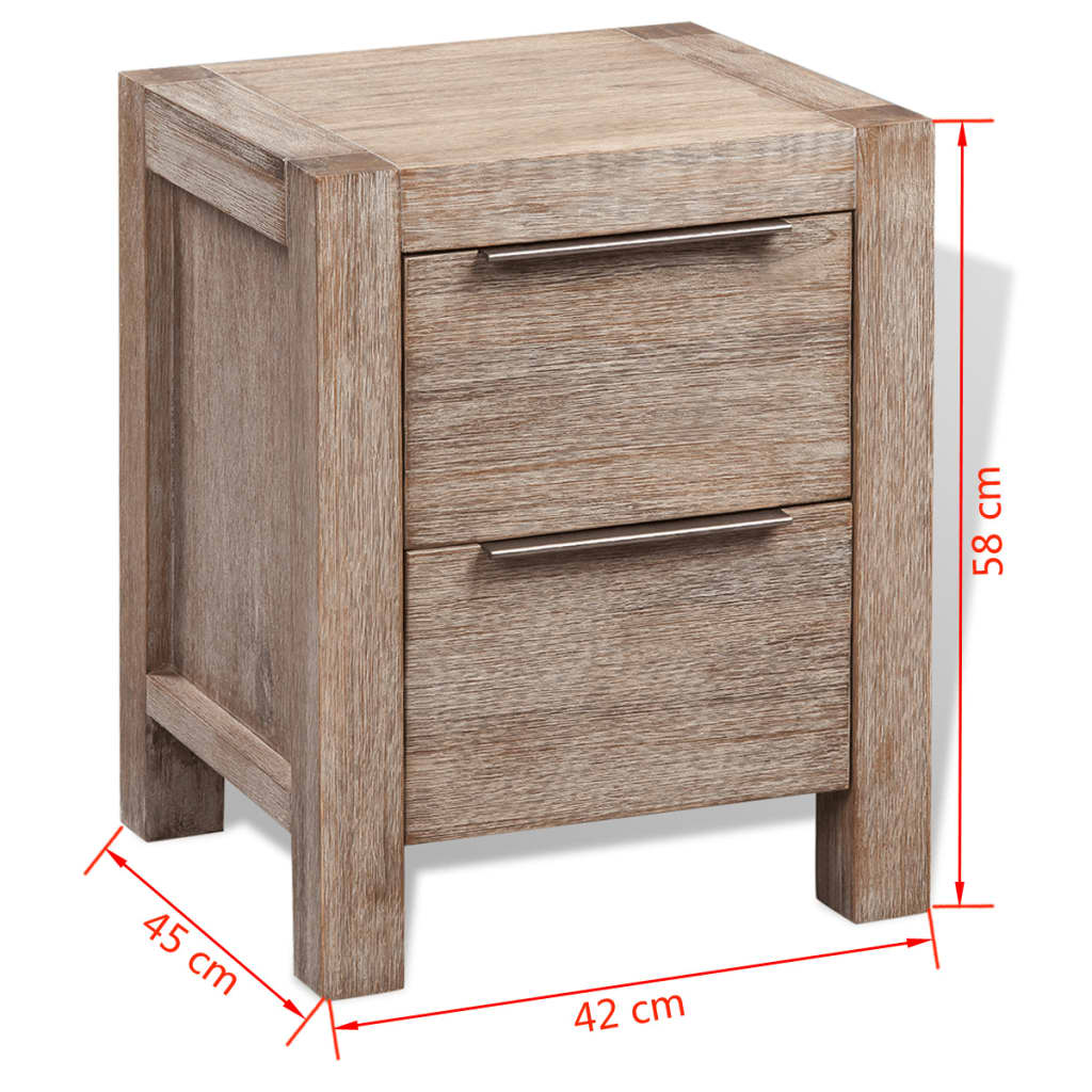 vidaXL Table de chevet en bois d'acacia massif brossé 42x45x58 cm