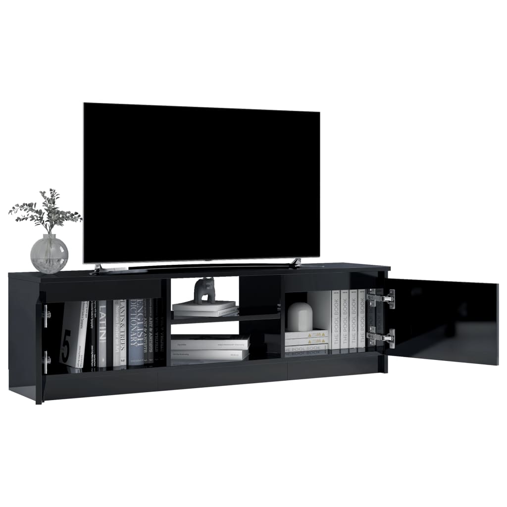 vidaXL Meuble TV Noir brillant 120x30x35,5 cm Aggloméré