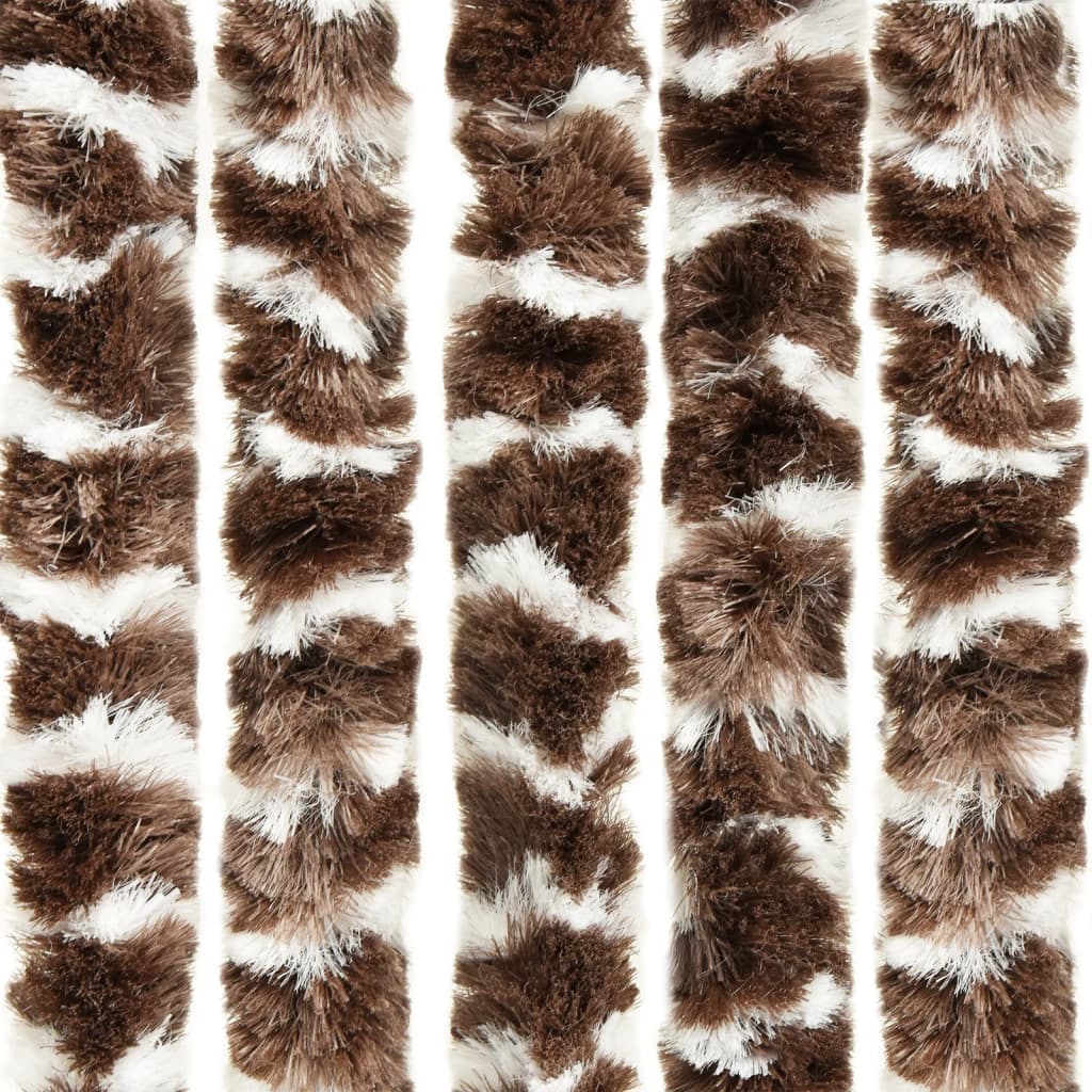 vidaXL Rideau anti-mouches marron et blanc 56x200 cm chenille