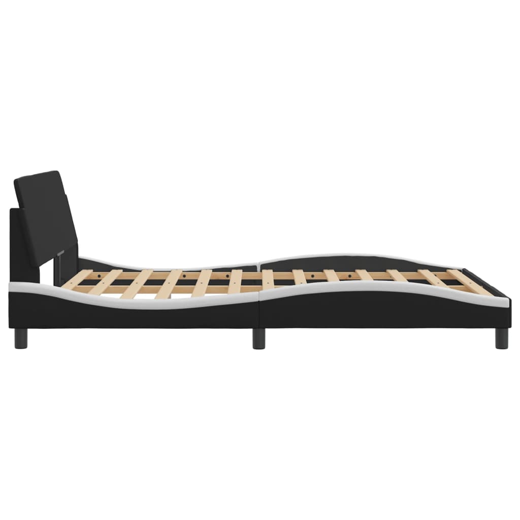vidaXL Cadre de lit et tête de lit noir et blanc 140x200 cm similicuir