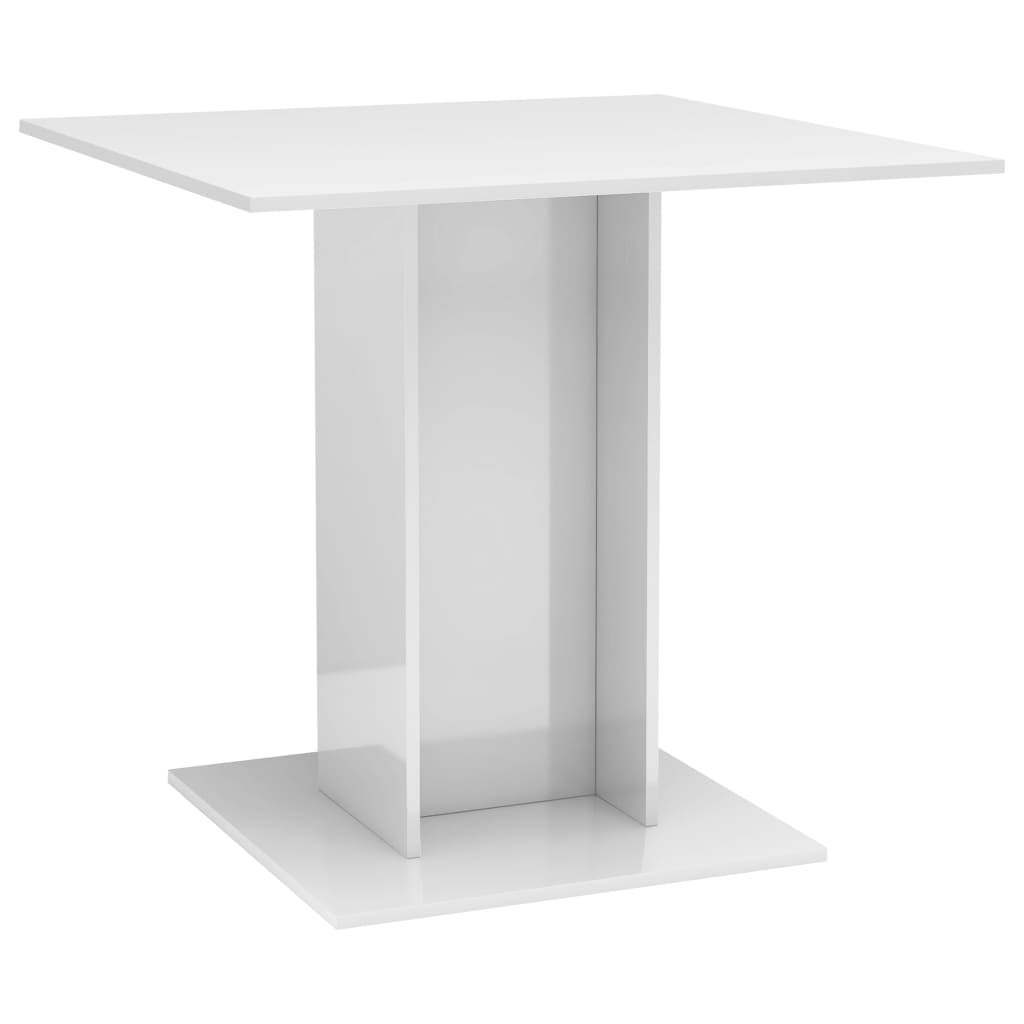 vidaXL Table de salle à manger Blanc brillant 80x80x75 cm Aggloméré