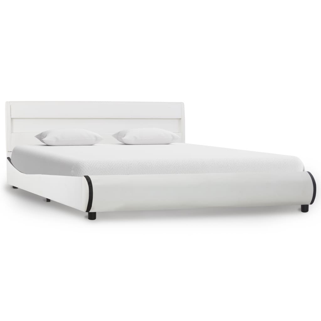 vidaXL Cadre de lit avec LED Blanc Similicuir 120 x 200 cm