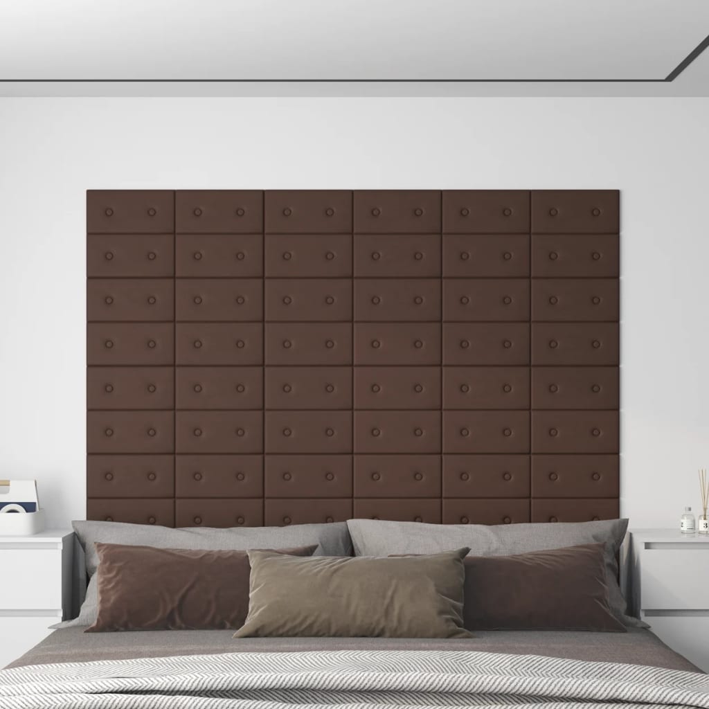 vidaXL Panneaux muraux 12 pcs Marron 30x15 cm Similicuir 0,54 m²