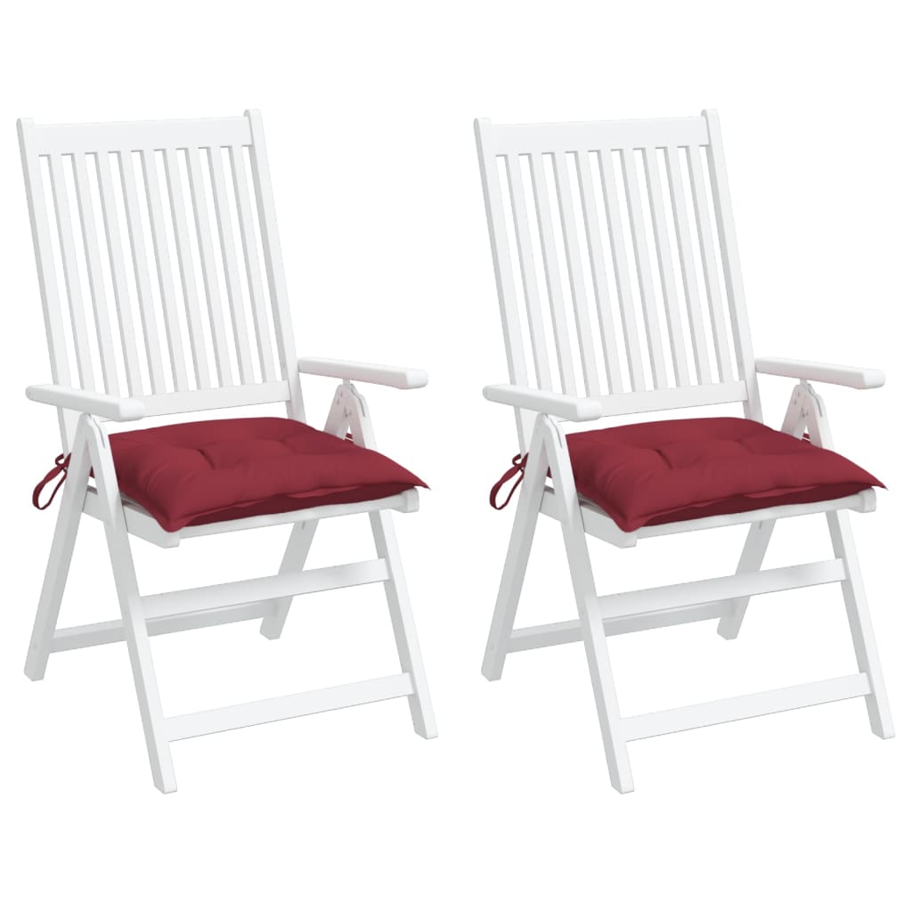vidaXL Coussins de chaise lot de 2 rouge bordeaux 50x50x7 cm