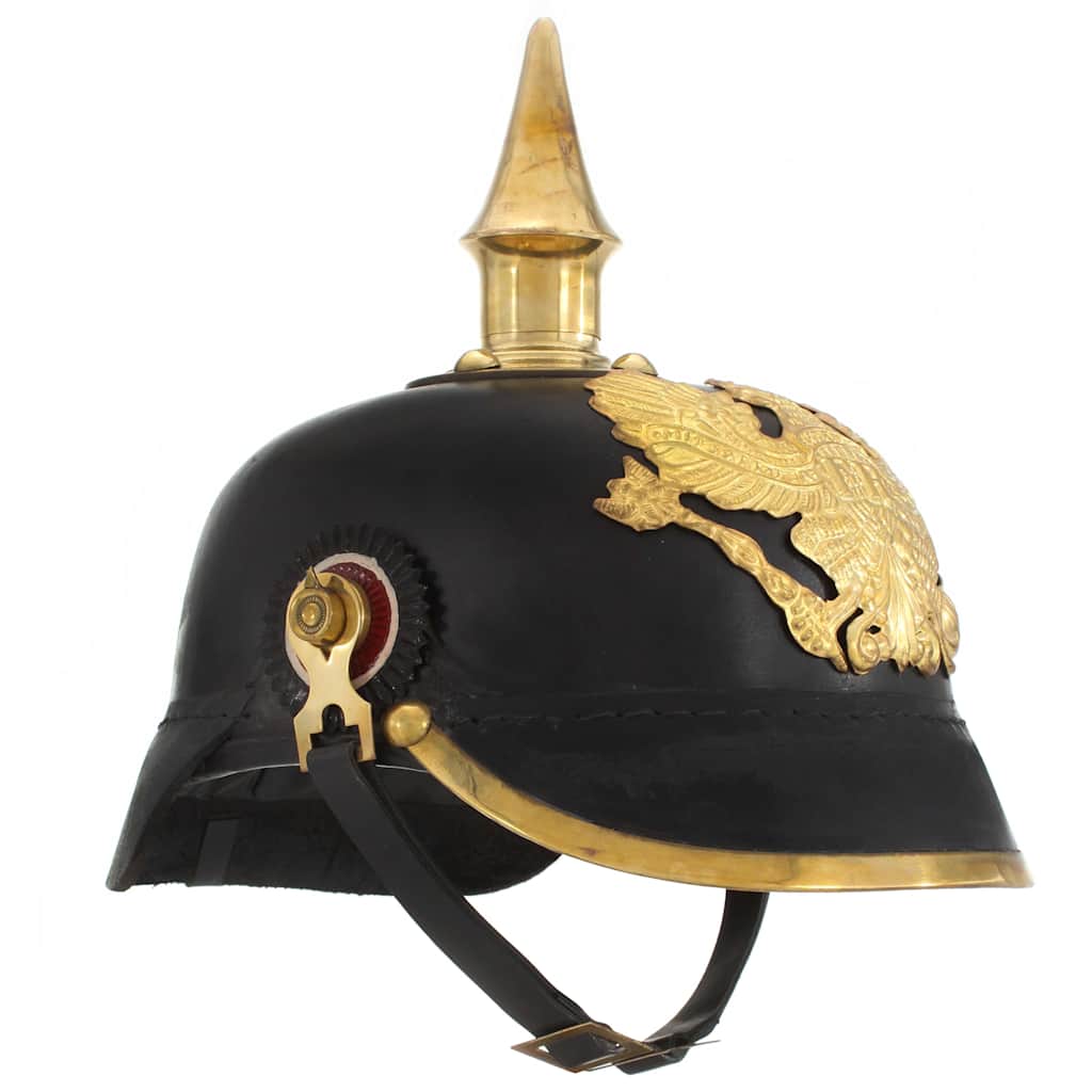 Casque Pickelhaube Prussien Impérial Allemand - Reproduction En Cuir Et Laiton - Taille ~60cm - Neuf