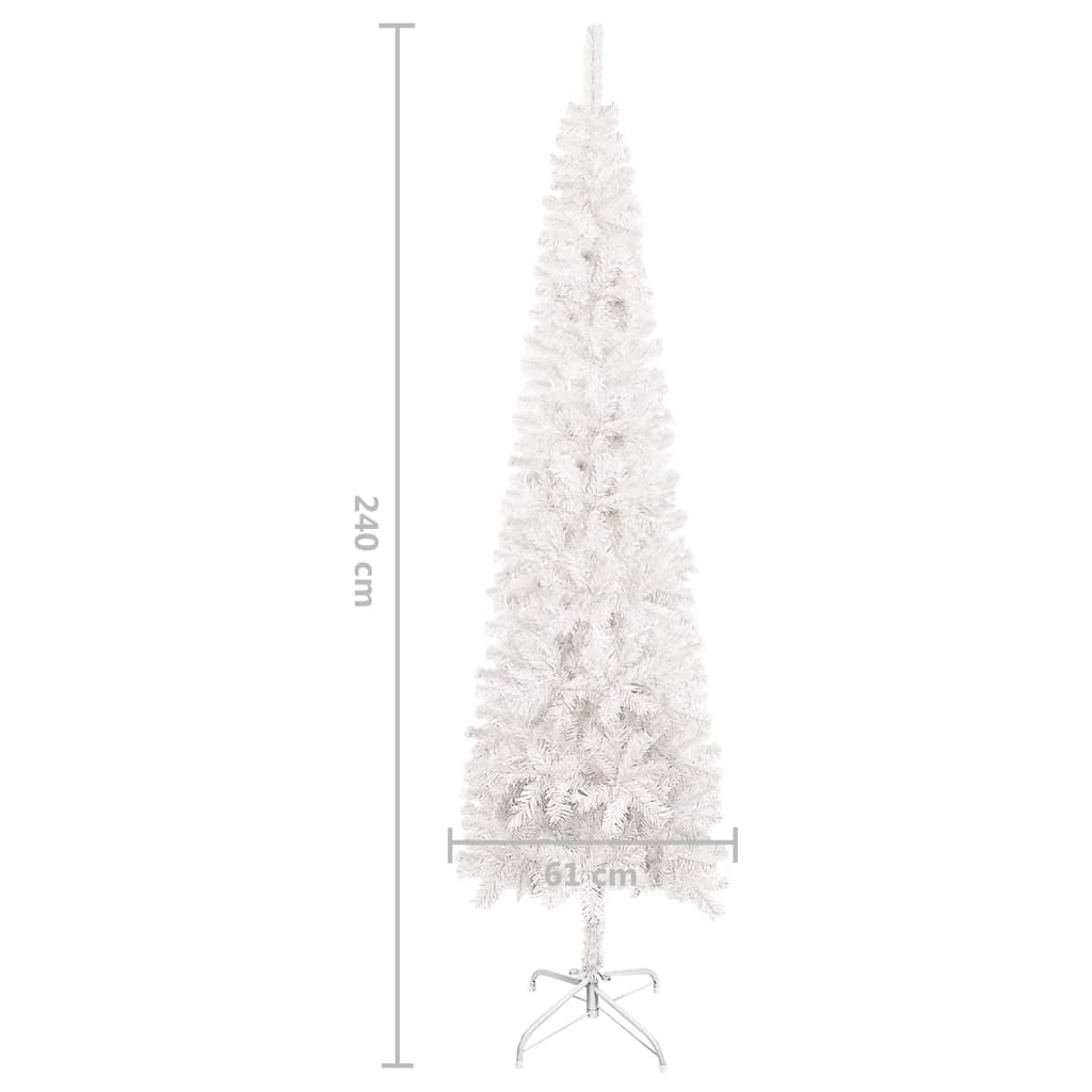 vidaXL Arbre de Noël mince pré-éclairé et boules blanc 240 cm