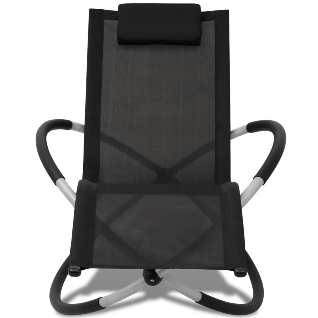 vidaXL Chaise longue géométrique d'extérieur Acier Noir et gris