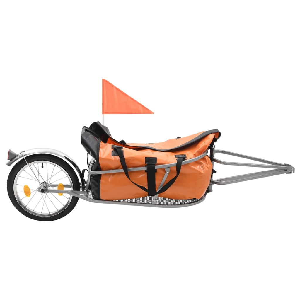 vidaXL Remorque à bagages pour vélo avec sac Orange et noir