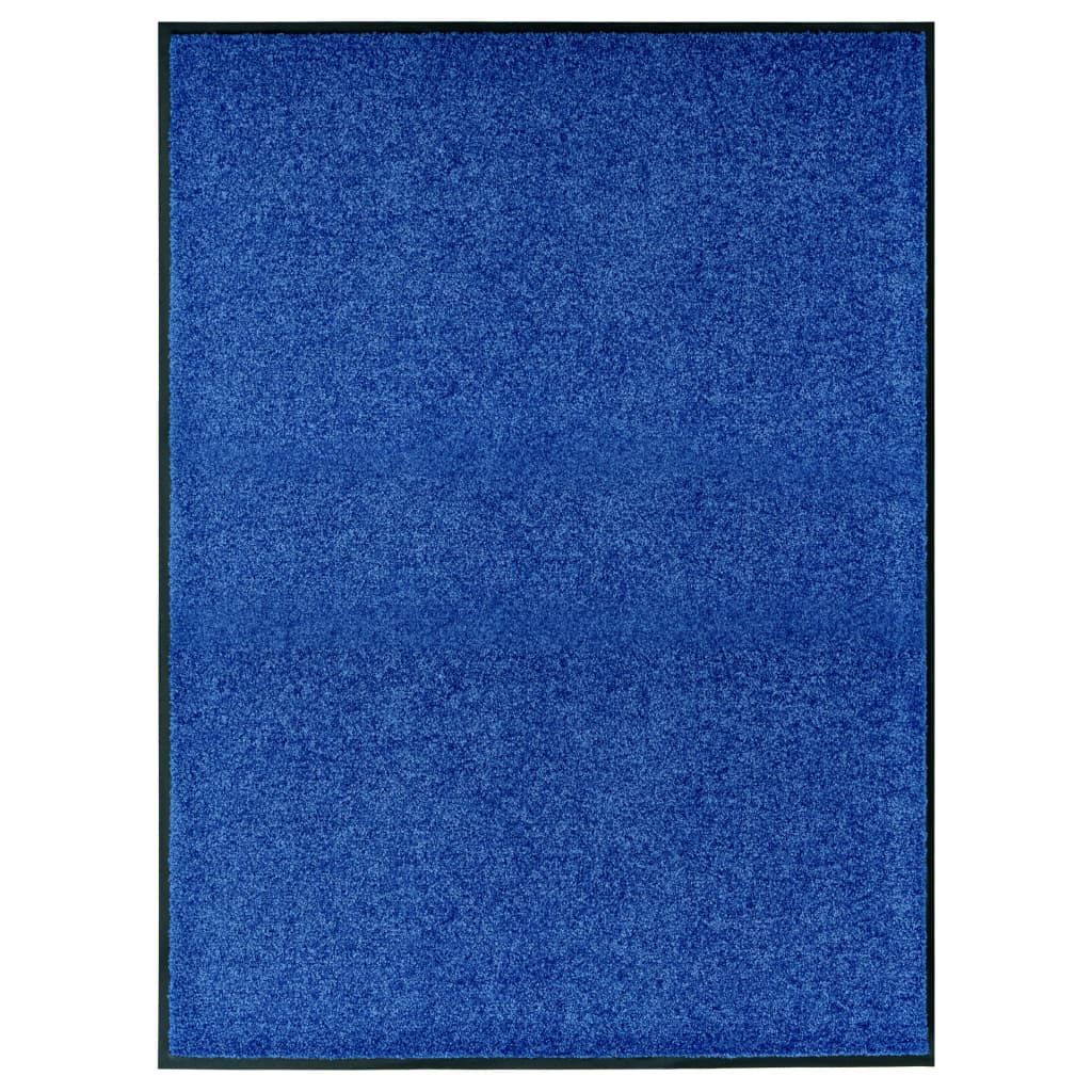 vidaXL Paillasson lavable Bleu 90x120 cm