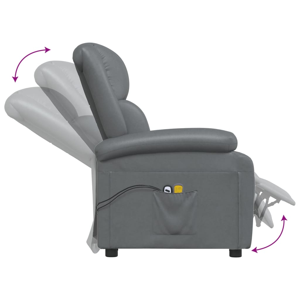 vidaXL Fauteuil inclinable électrique de massage Anthracite Similicuir