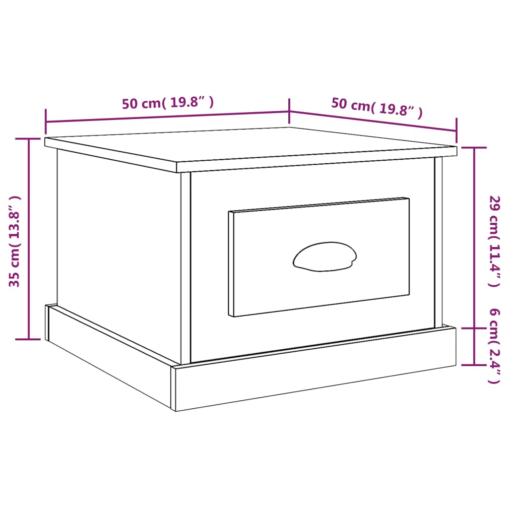 vidaXL Table basse blanc 50x50x35 cm bois d'ingénierie