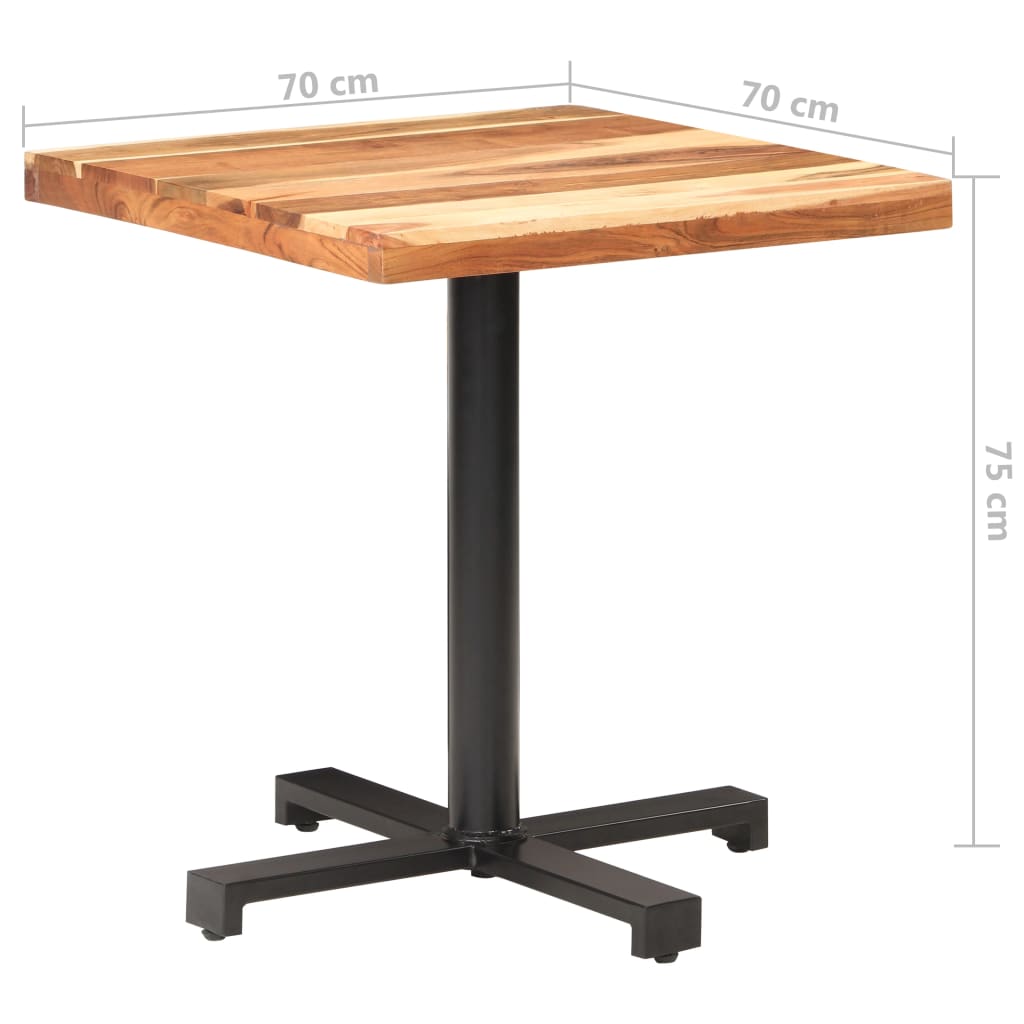 vidaXL Table de bistro Carrée 70x70x75 cm Bois d'acacia massif