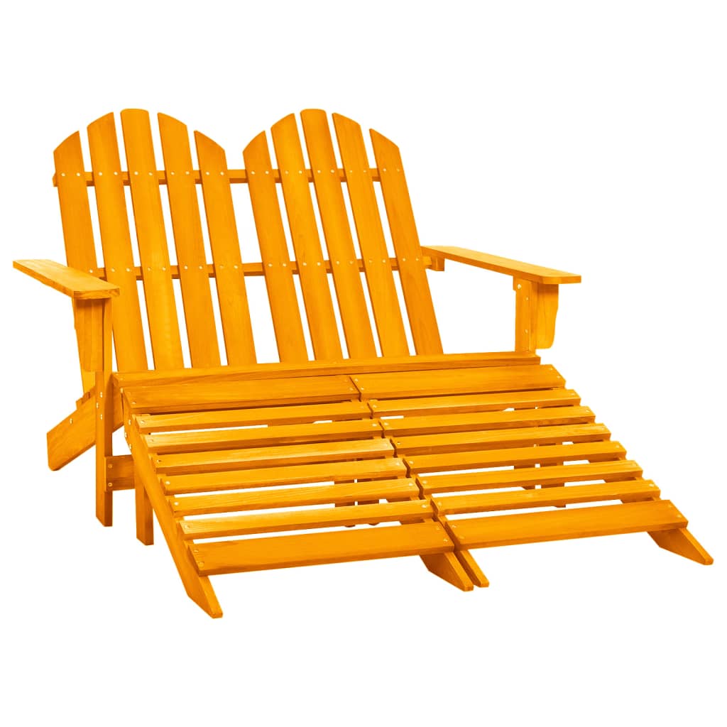vidaXL Chaise de jardin Adirondack 2 places et pouf Sapin Orange
