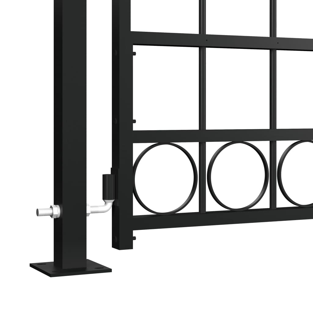 vidaXL Portail de clôture à dessus arqué et 2 poteaux 105x204 cm Noir
