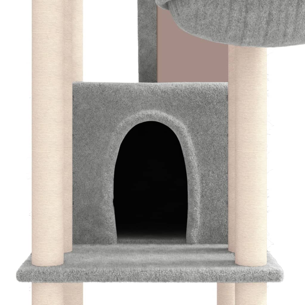 vidaXL Arbre à chat avec griffoirs en sisal Gris clair 201 cm